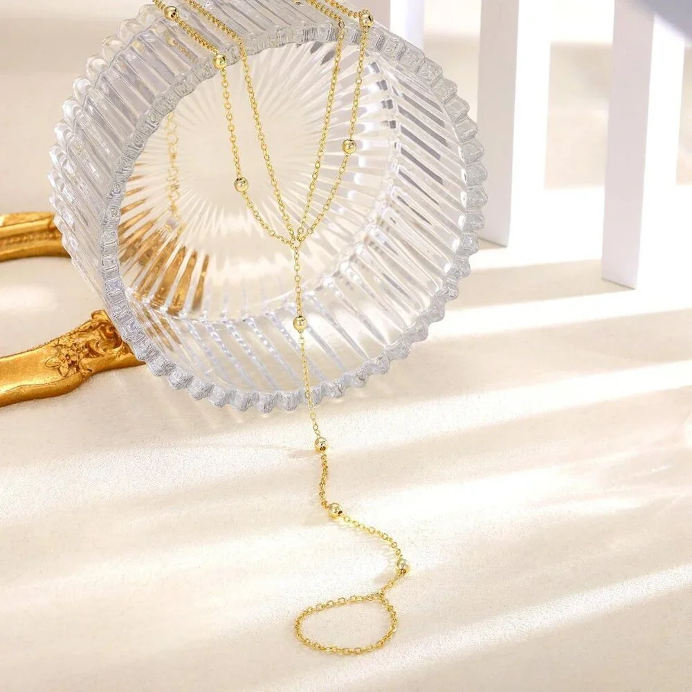Dainty Gold Ankle Bracelet Brass Bead Chain Adjustable Foot Jewelry Gift